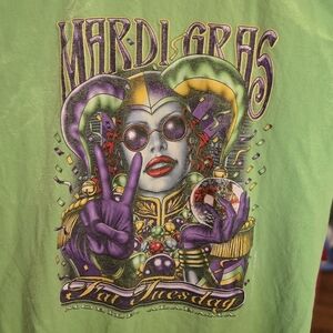 Gildan Mardi Gras Fat Tuesday Mobile Alabama Jester Graphic T Shirt Green Mens M